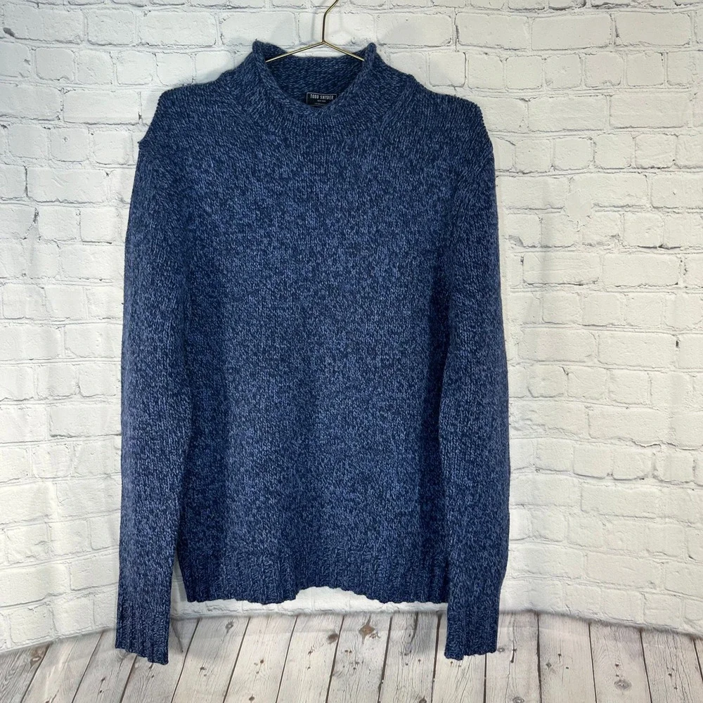 Todd Snyder Mens Blue Marl 100% Wool Roll Neck Sweater Size Medium SW5189840